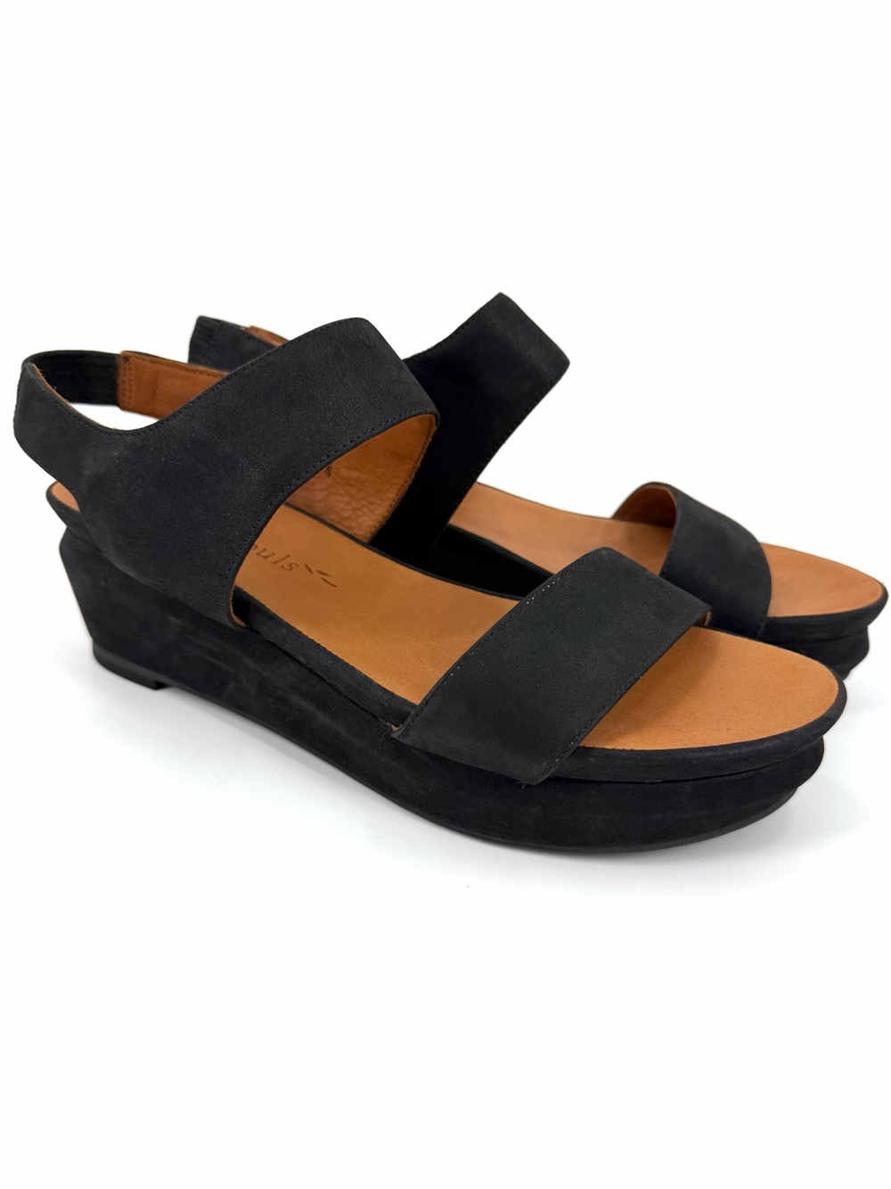 Gentle Souls Step Ahead Suede Leather Platform Strappy Sandal Sz 8 Black